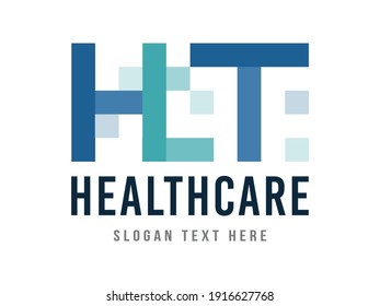 Abstract healthcare logo vector template with modern and pixels style