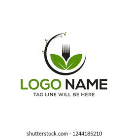 Abstract Healthy food logo design with spoon and leaf, Restaurant Food, Healthy Food
