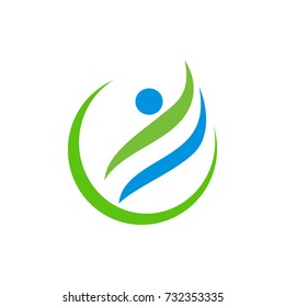 Abstract healthy, happy human figure logo template design vector