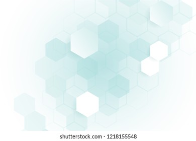 Abstract healthy and medical background. Technology and science wallpaper template with hexagonal shape. Soft blue color. Business vector illustration
