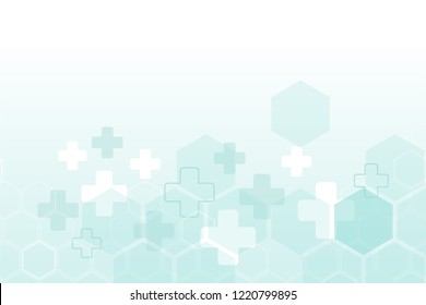 Abstract healthy and medical background. Technology and science wallpaper template with hexagonal shape. Soft blue color medical banner template with space for text. Business vector illustration