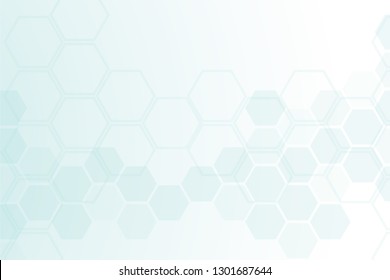 Abstract healthy and medical background. Technology and science wallpaper template with hexagonal shape. Soft blue color medical banner template with space for text. Business vector illustration.