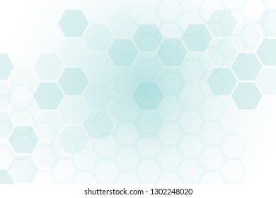 Abstract healthy and medical background. Technology and science wallpaper template with hexagonal shape. Soft blue color medical banner template with space for text. Business vector illustration.