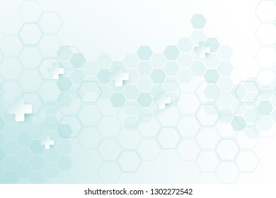 Abstract healthy and medical background. Technology and science wallpaper template with hexagonal shape. Soft blue color medical banner template with space for text. Business vector illustration.