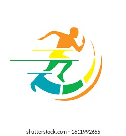 abstract healthy people of running man logo design vector illustrations