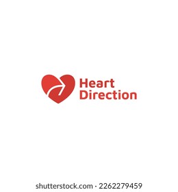 Abstract heart arrow logo. Simple creative negative space design. Vector template
