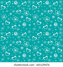 Abstract heart background in green. Seamless pattern. Vector Illustration