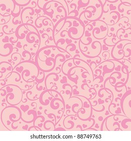 Abstract heart background in pink. Vector Illustration