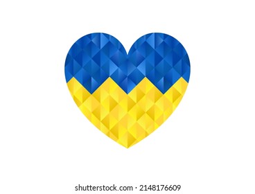 Abstract heart background with ukraine flag. Pray for peace ukraine vector illustration on white background concept of praying mourning humanity no war.