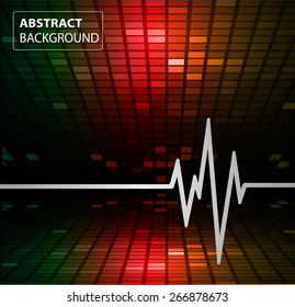 Abstract heart beats cardiogram illustration. vector. Pixels, Mosaic, Table. text box. card