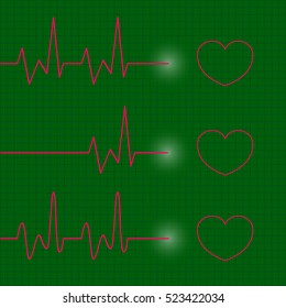 Abstract heart beats cardiogram illustration - vector icon.