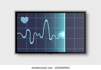 Abstract heart beats cardiogram on tv monitor. illustration - vector