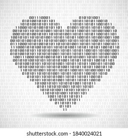 Abstract heart of binary code. Digital love, technology symbol