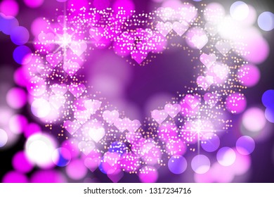 Abstract heart blurred light, Bokeh lights and glitter background Vector
