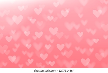 Abstract Heart bokeh lights on pink soft light background.