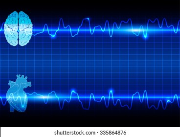 abstract heart and brain on Healthcare and Medical background
