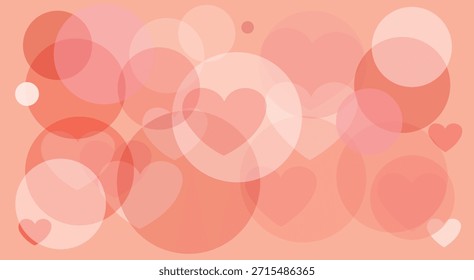 Fondo Abstractas de burbujas de corazón Vector superpuesto geométrico de San Valentín