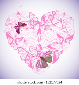 Abstract heart butterfly vector.