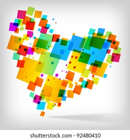 the abstract heart colorful background - vector illustration