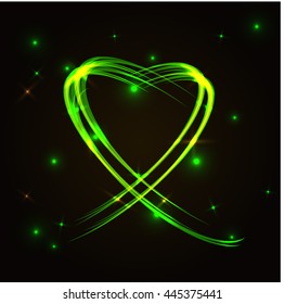 Abstract heart colorful background wave green