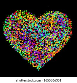 Abstract heart with colorful ink splashes, grunge splatters. Vector illustration. Eps 10