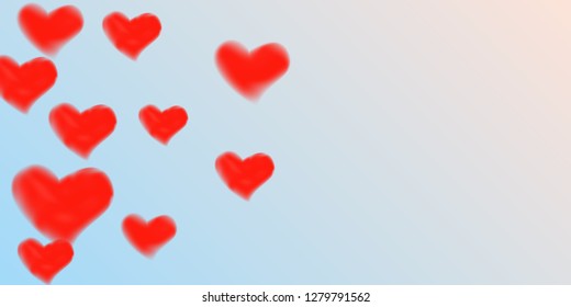 Abstract heart confetti beautifully chaotic for concept design. Romantic red heart background. Creative cover vector concept.  Flyer design, poster template. Hearts of confetti for Valentines day.