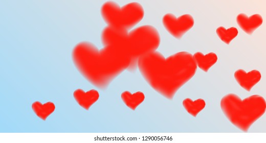 Abstract heart confetti beautifully chaotic for concept design. Romantic red heart background. Creative cover vector concept.  Flyer design, poster template. Hearts of confetti for Valentines day.