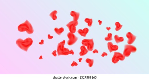 Abstract heart confetti beautifully chaotic for concept design. Romantic red heart background. Creative cover vector concept.  Flyer design, poster template. Hearts of confetti for Valentines day.