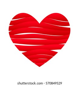 Abstract heart consisted of red ribbons