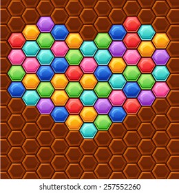 abstract heart consisting of hexagons