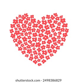 
Abstract heart consisting of many small flowers. Symbol of love. Vector graphics.
