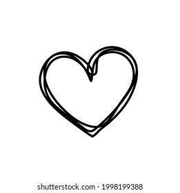 Abstract heart as continuous line drawing on white background. Vector