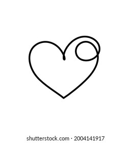 Abstract heart as continuous line drawing on white background. Vector