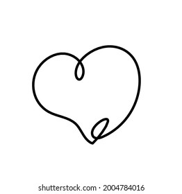 Abstract heart as continuous line drawing on white background. Vector