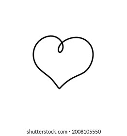 Resumen del corazón como dibujo continuo de línea sobre fondo blanco. Vector