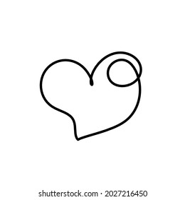 Abstract heart as continuous line drawing on white background. Vector