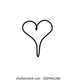 Abstract heart as continuous line drawing on white background. Vector