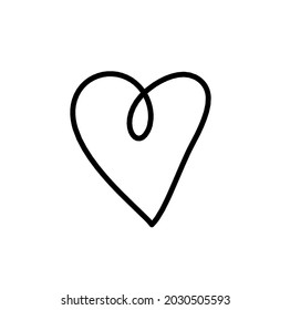 Abstract heart as continuous line drawing on white background. Vector