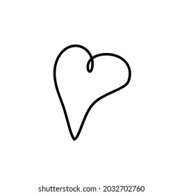 Abstract heart as continuous line drawing on white background. Vector