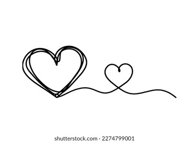 Resumen del corazón como dibujo continuo de línea sobre fondo blanco. Vector