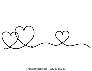 Resumen del corazón como dibujo continuo de línea sobre fondo blanco. Vector