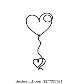 Abstract heart as continuous line drawing on white background. Vector