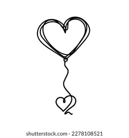 Abstract heart as continuous line drawing on white background. Vector
