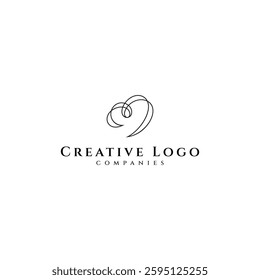 Abstract heart continuous line logo concept