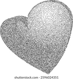 Abstract heart created using black stipple dots. Perfect for creative designs, Valentine`s Day, wedding, invitation. Dots adds texture and depth to the heart shape. Dotted grungy heart shape.