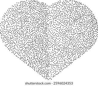 Abstract heart created using black stipple dots. Perfect for creative designs, Valentine`s Day, wedding, invitation. Dots adds texture and depth to the heart shape. Dotted grungy heart shape.