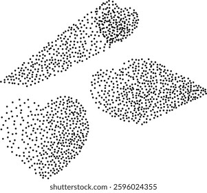 Abstract heart created using black stipple dots. Perfect for creative designs, Valentine`s Day, wedding, invitation. Dots adds texture and depth to the heart shape. Dotted grungy heart shape.