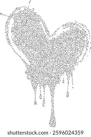 Abstract heart created using black stipple dots. Perfect for creative designs, Valentine`s Day, wedding, invitation. Dots adds texture and depth to the heart shape. Dotted grungy heart shape.