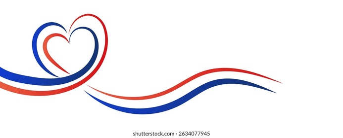 Abstract Heart Design Red, White, Blue Waves, Patriotic Symbol