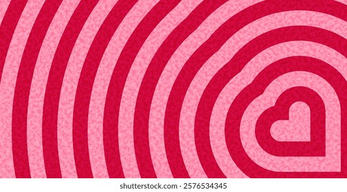 Abstract heart design with textured pink and red concentric layers, ideal for romantic and bold visuals. Vector illustration.